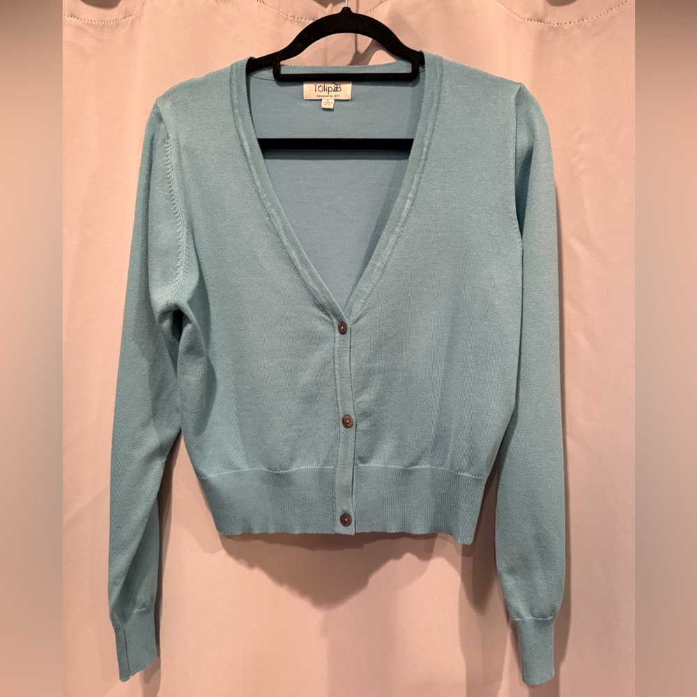 Women's Turquoise Cardigan Sweater by Tulip B